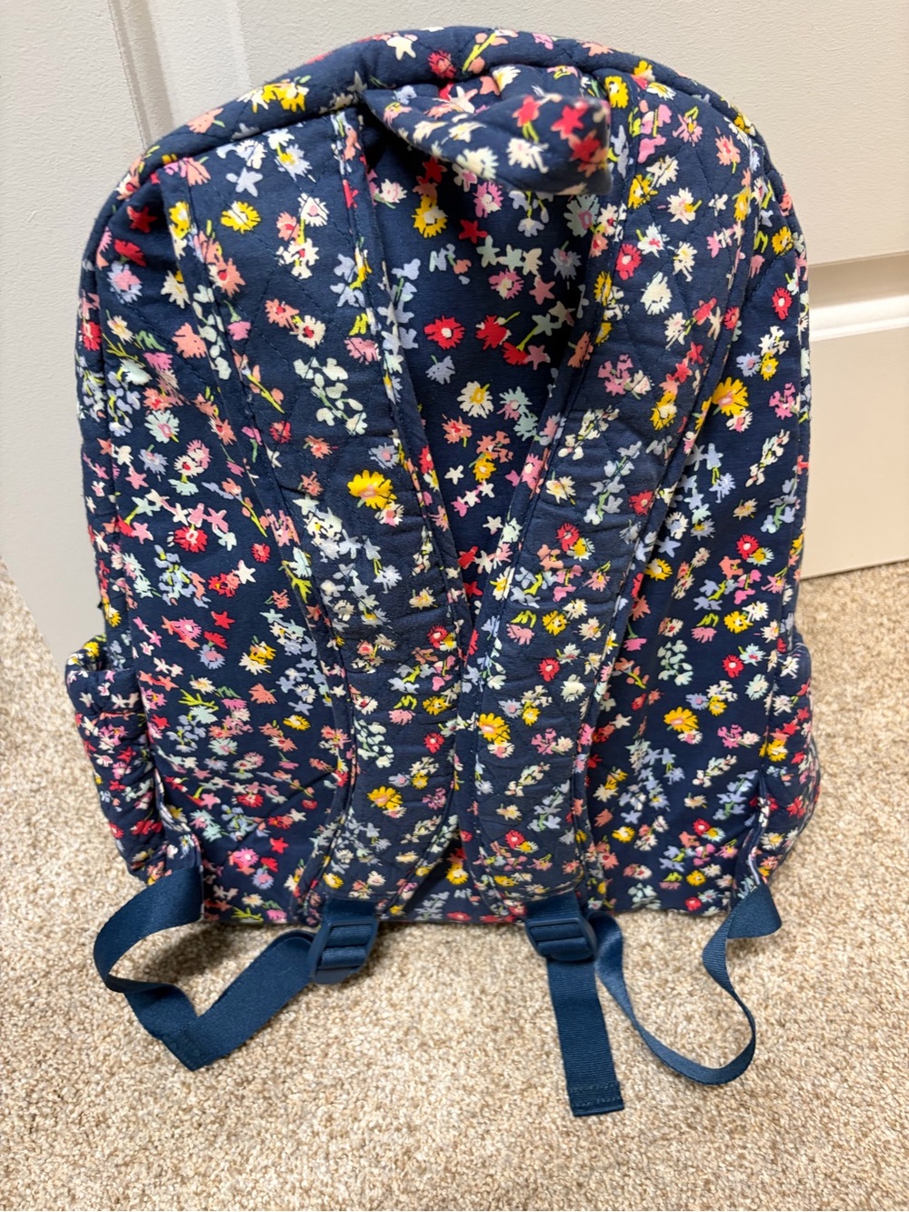 Vera Bradley Navy Quilted Floral Backpack Panel - Picture 9 of 9